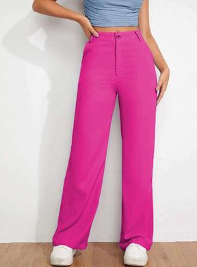 High Waist straight leg Pants PANTS Trendz New Hot Pink 24 