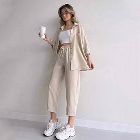 Summer Baggy Two-piece Set Coord Set, So-Comfy Beige S 