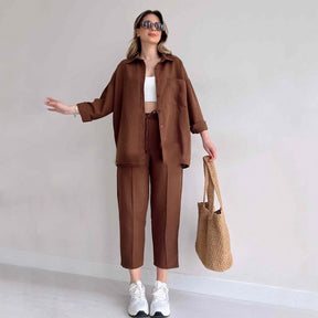 Summer Baggy Two-piece Set Coord Set, So-Comfy Brown S 