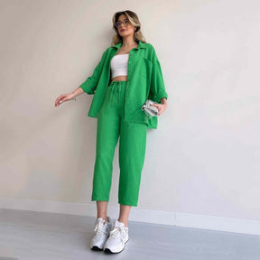 Summer Baggy Two-piece Set Coord Set, So-Comfy Green S 